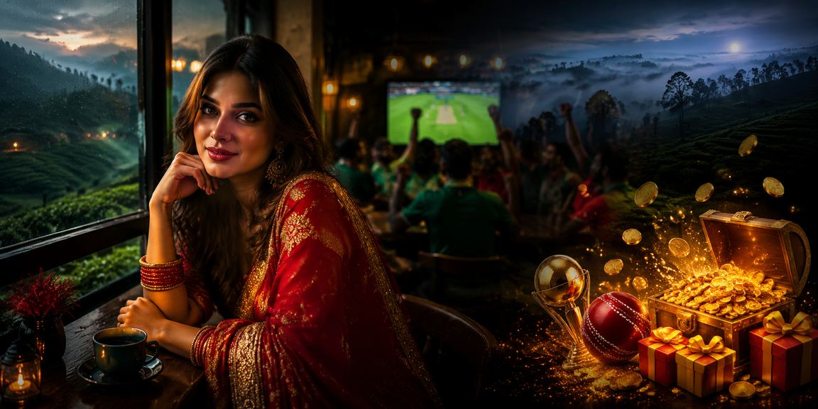 সিলেটের চা বাগানের পটভূমিতে ক্রিকেট বেটিং বিশ্লেষণের দৃশ্য